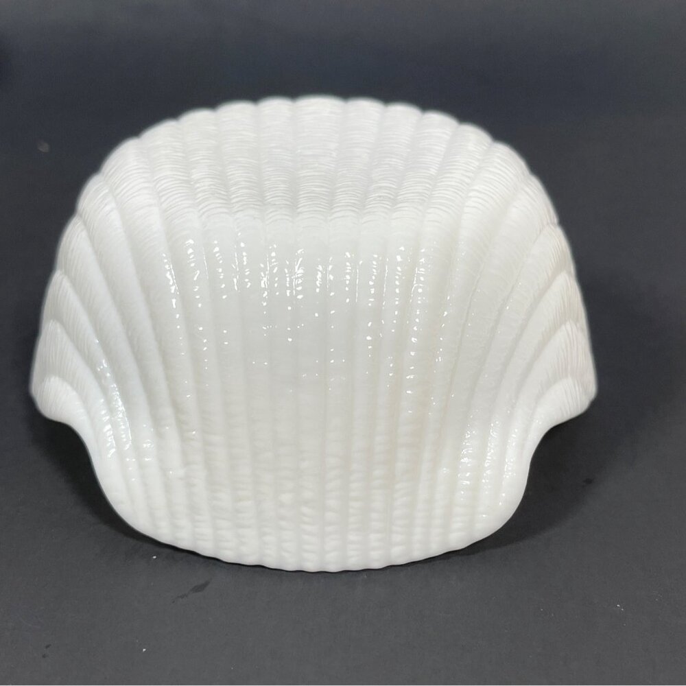 White Milk Glass Seashell Bowl Scallop Clam Shell Dessert 4 Pc Lot Set Vintage - Picture 8 of 10